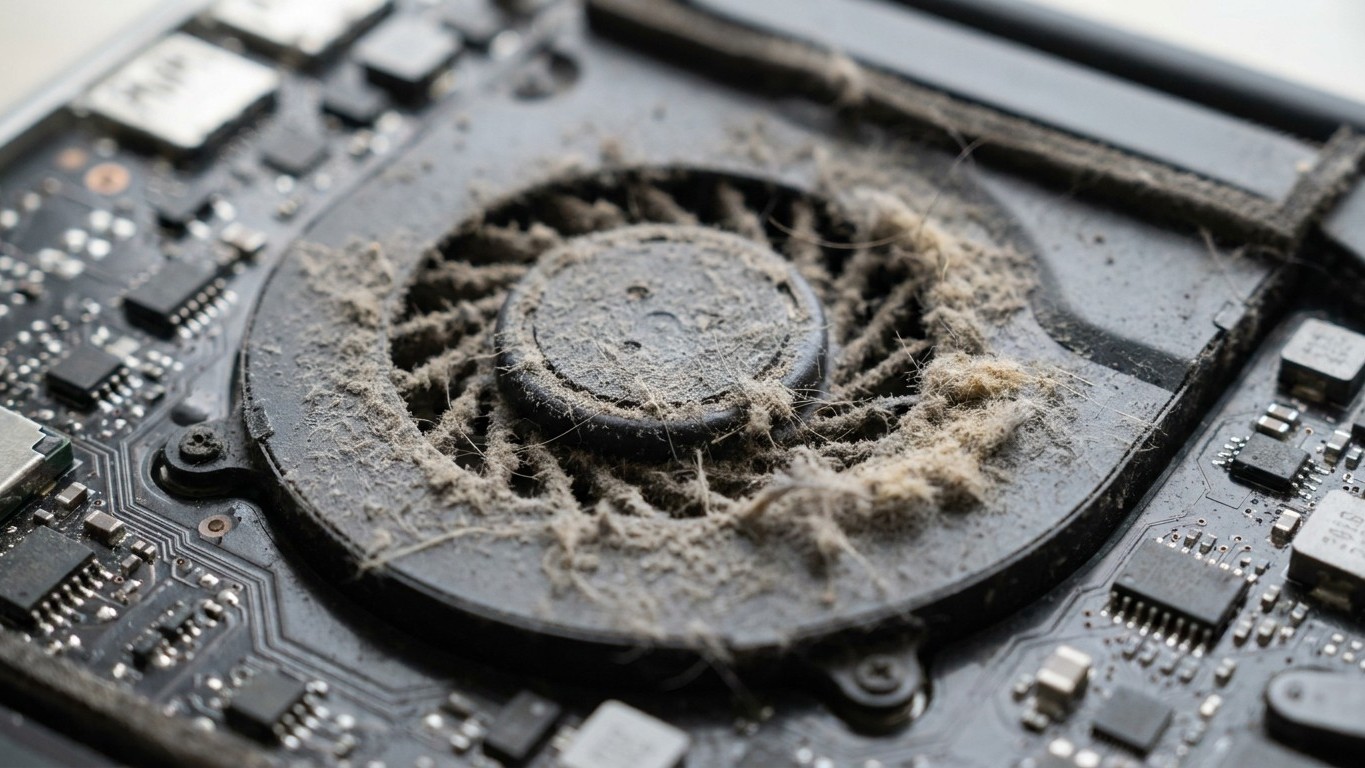Mon PC portable ramait depuis des mois : en ouvrant le ventilateur au bout de 2 ans, j'ai compris qu'il ne tournait qu'à 40 %