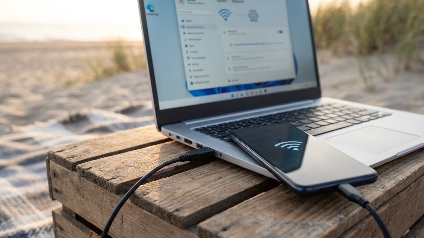 J'ai partagé la connexion de mon téléphone à mon PC en vacances : en quelques heures, mon forfait était vidé et j'ai compr...